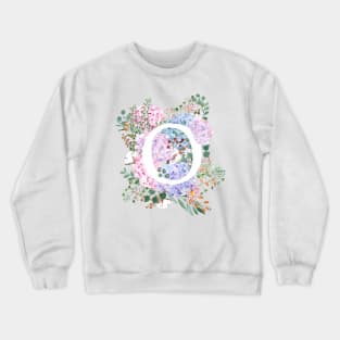 botanical monogram alphabet O hydrangea flowers Crewneck Sweatshirt